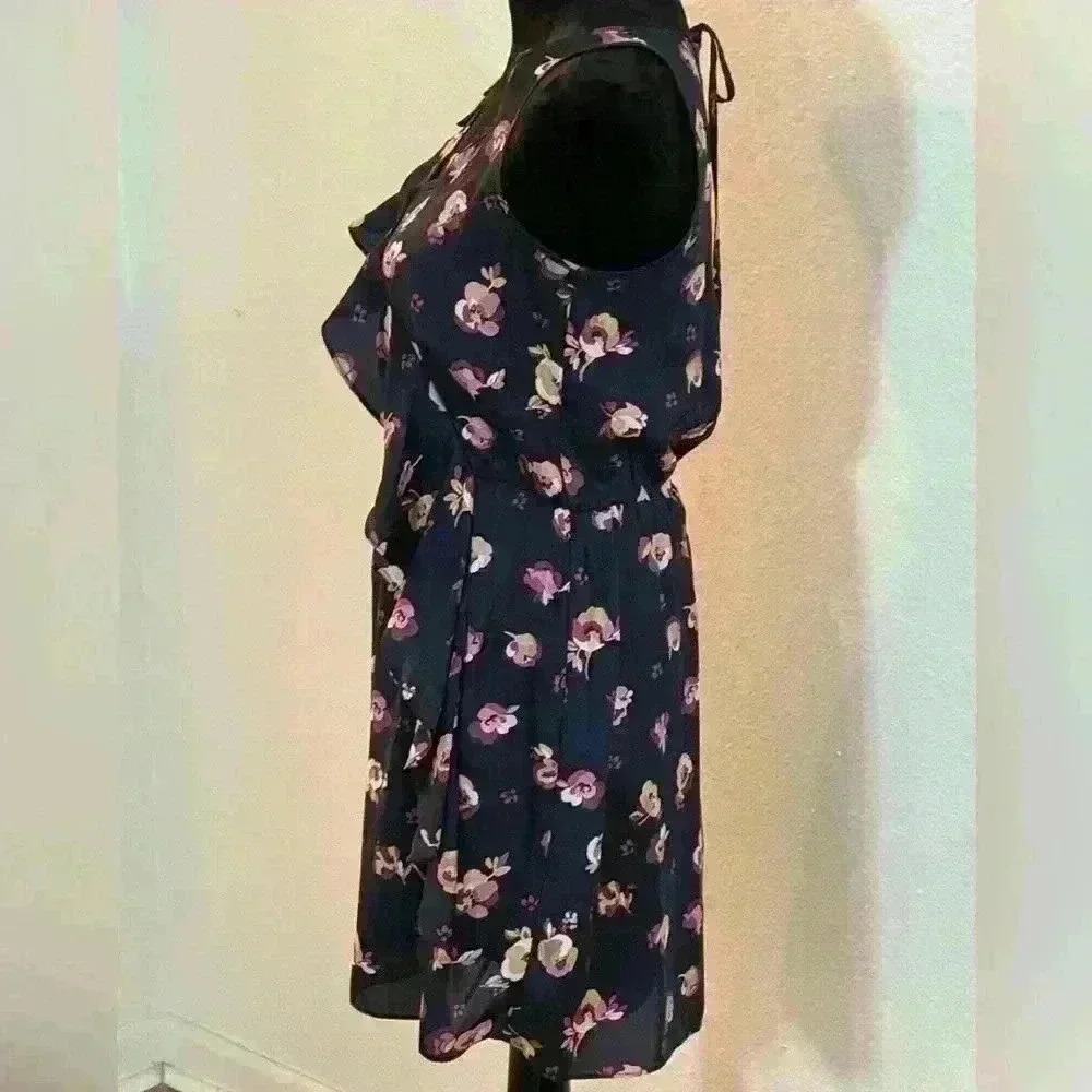 Lauren Conrad Ruffled Sleeveless Navy & Floral Midi Dress - Picture 6 of 6